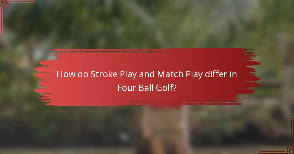 How do Stroke Play and Match Play differ in Four Ball Golf?
