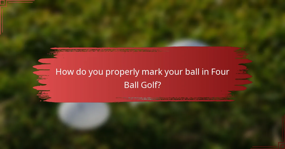How do you properly mark your ball in Four Ball Golf?