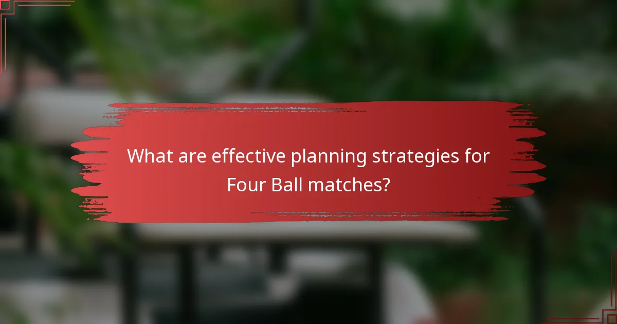 What are effective planning strategies for Four Ball matches?